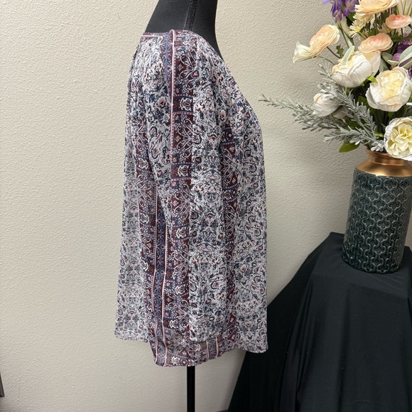 Maurices L Boho Floral Paisley Print V-Neck Tunic Blouse 3/4 Sleeve Top - Picture 5 of 9